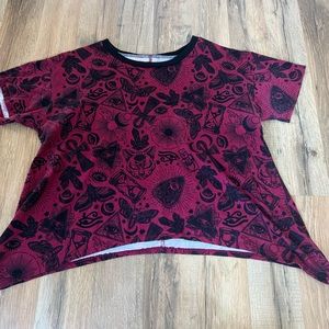 Maroon witchy symbol crop top